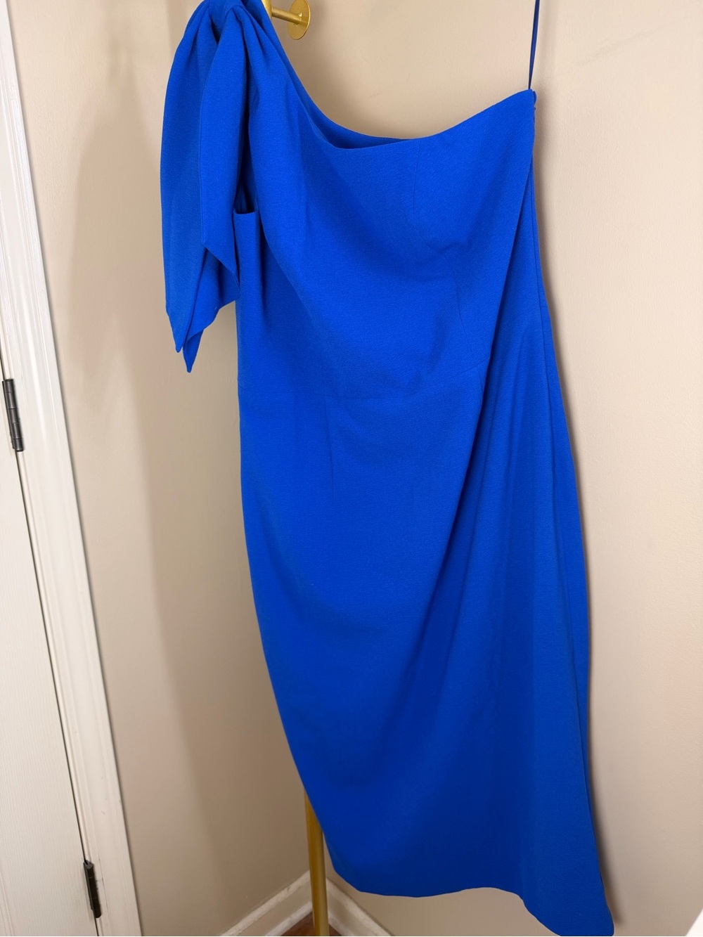 NWOT Dress The Population Cobalt Blue One-Shoulder Midi Dress